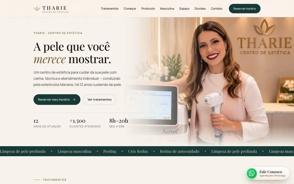 Site Tharie Centro de Estética