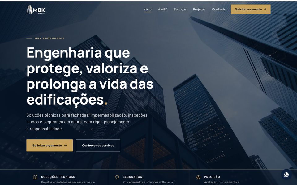Site MBK Engenharia